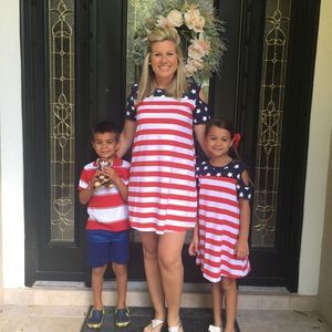 USA patriotic flag dress, red, white & blue size medium dress
